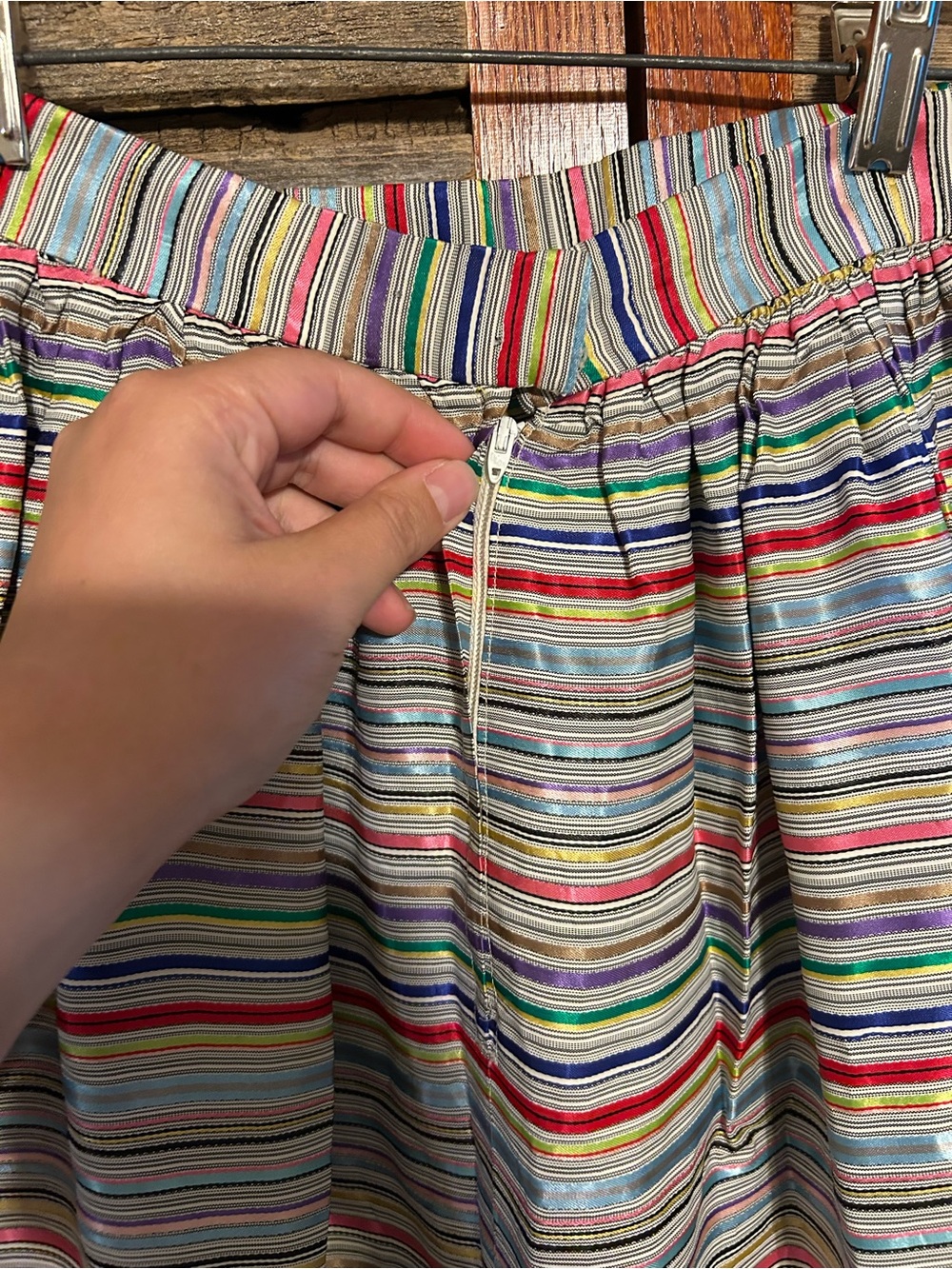 Homemade 1950s Multi-Color Striped Maxi Skirt Size 2 Re-Hemmed New Zipper Handle - Picture 6 of 9